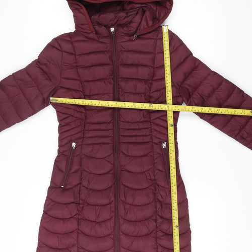 Santelon Womens Purple 3XS Puffer Jacket Hooded Quilted Nylon