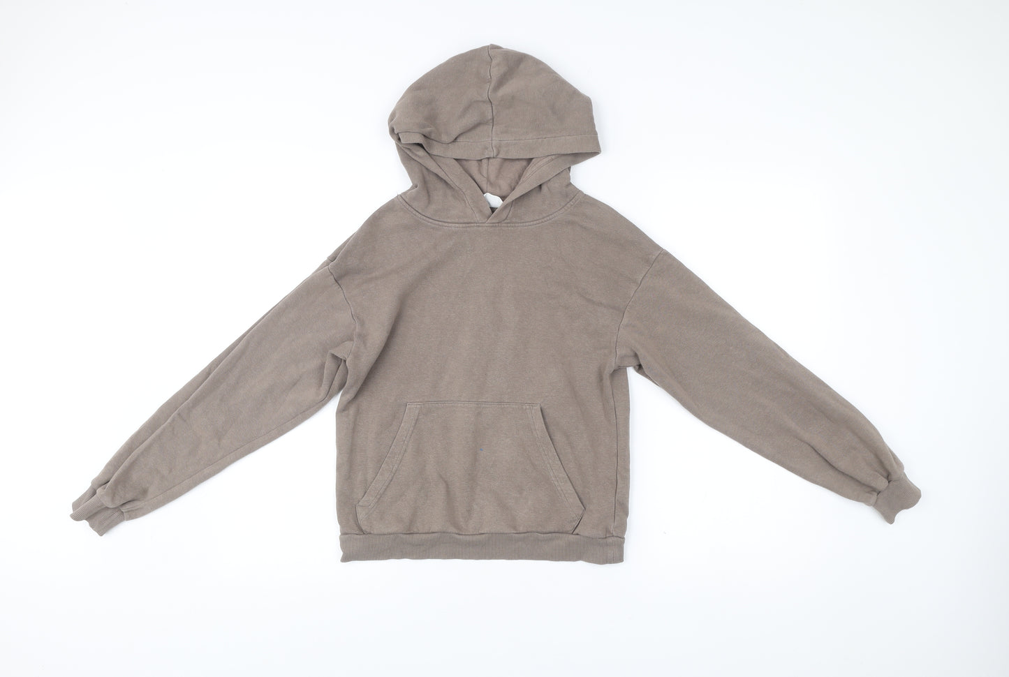 H&M Boys Brown Hoodie Age 11 Pullover Fleece Cotton Blend Long Sleeve