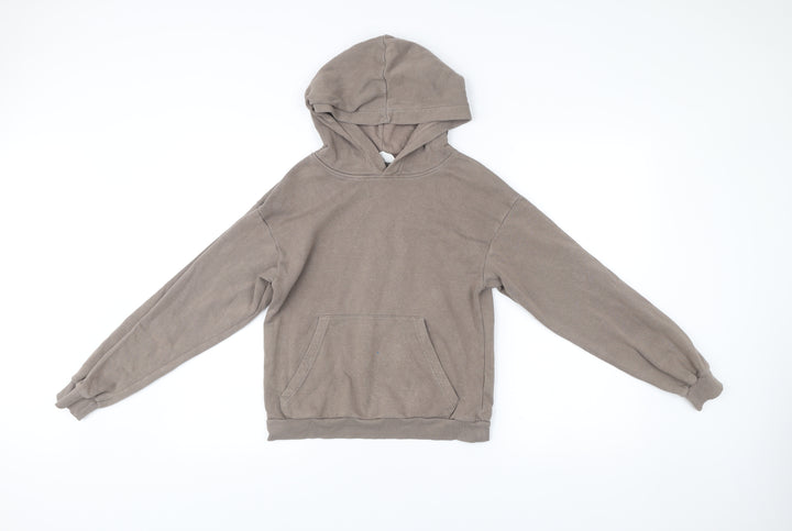 H&M Boys Brown Hoodie Age 11 Pullover Fleece Cotton Blend Long Sleeve
