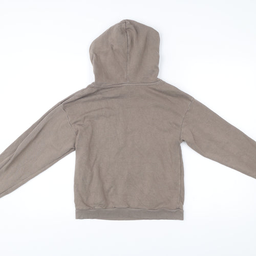 H&M Boys Brown Hoodie Age 11 Pullover Fleece Cotton Blend Long Sleeve