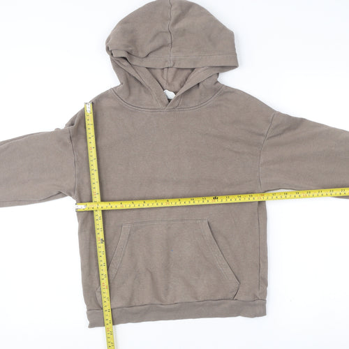H&M Boys Brown Hoodie Age 11 Pullover Fleece Cotton Blend Long Sleeve