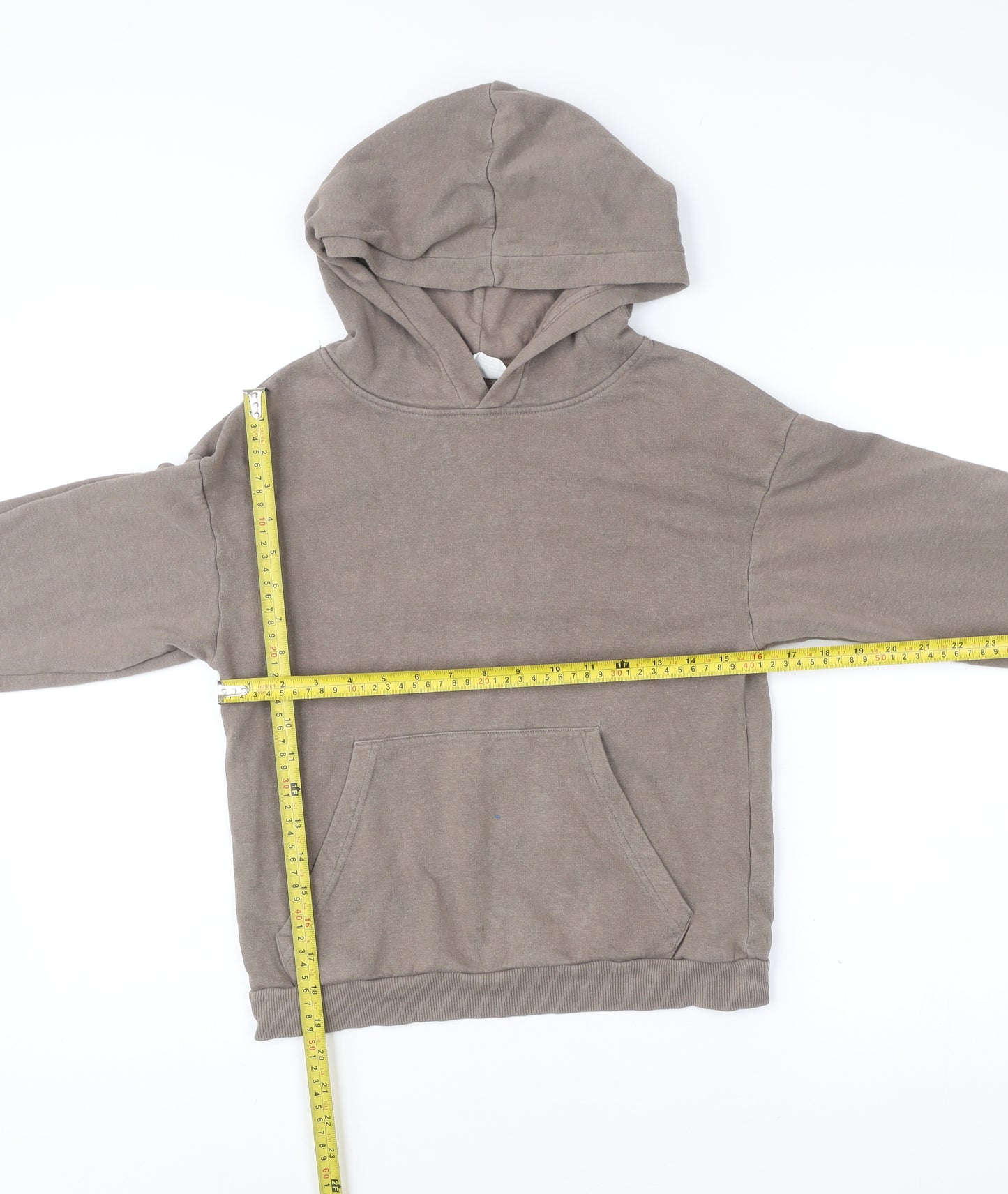 H&M Boys Brown Hoodie Age 11 Pullover Fleece Cotton Blend Long Sleeve