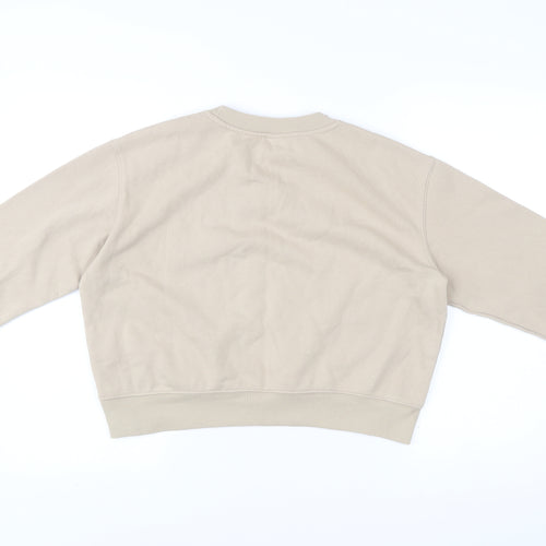 H&M Womens Beige Cotton Blend Pullover Sweatshirt Size 12