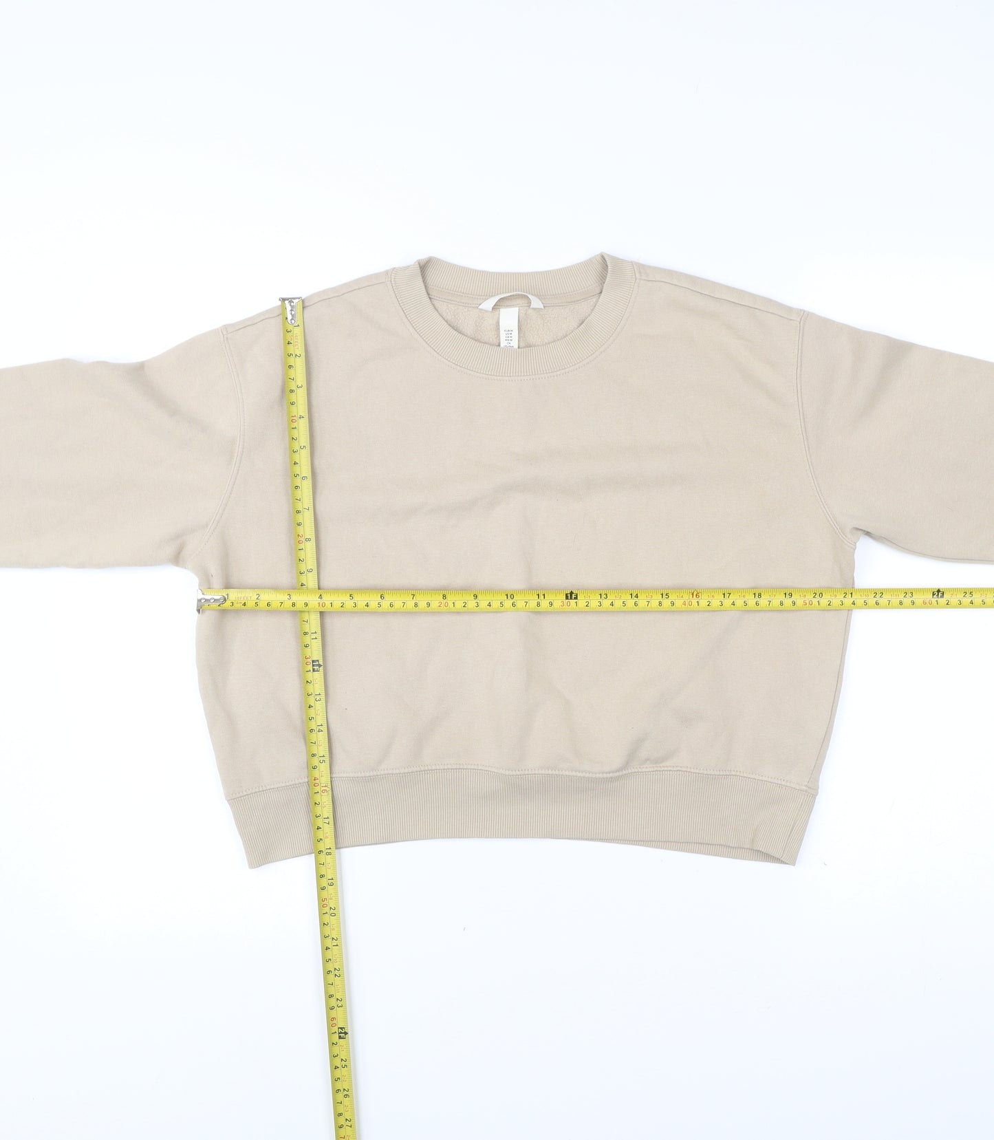 H&M Womens Beige Cotton Blend Pullover Sweatshirt Size 12