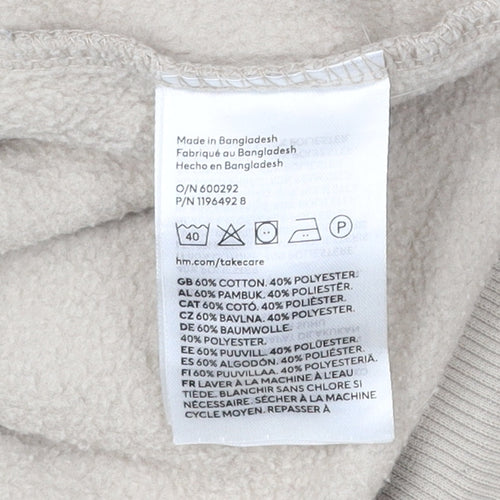 H&M Womens Beige Cotton Blend Pullover Sweatshirt Size 12