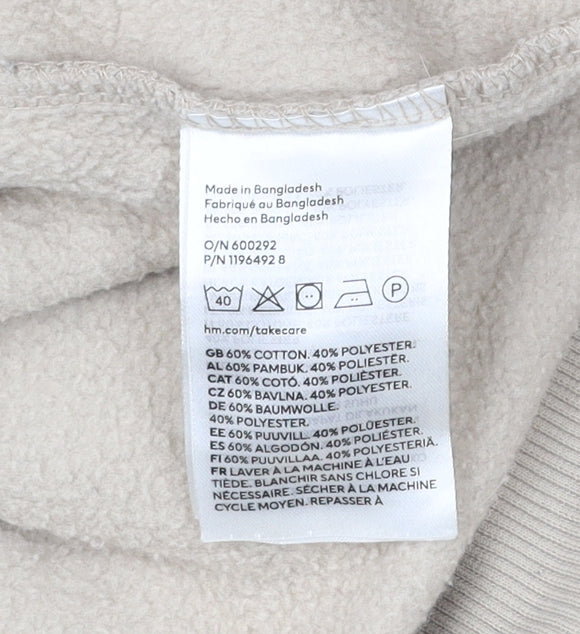 H&M Womens Beige Cotton Blend Pullover Sweatshirt Size 12