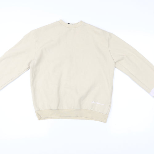 Boohoo Women’s Beige Cotton Sweatshirt Size 8 Crew Neck Casual