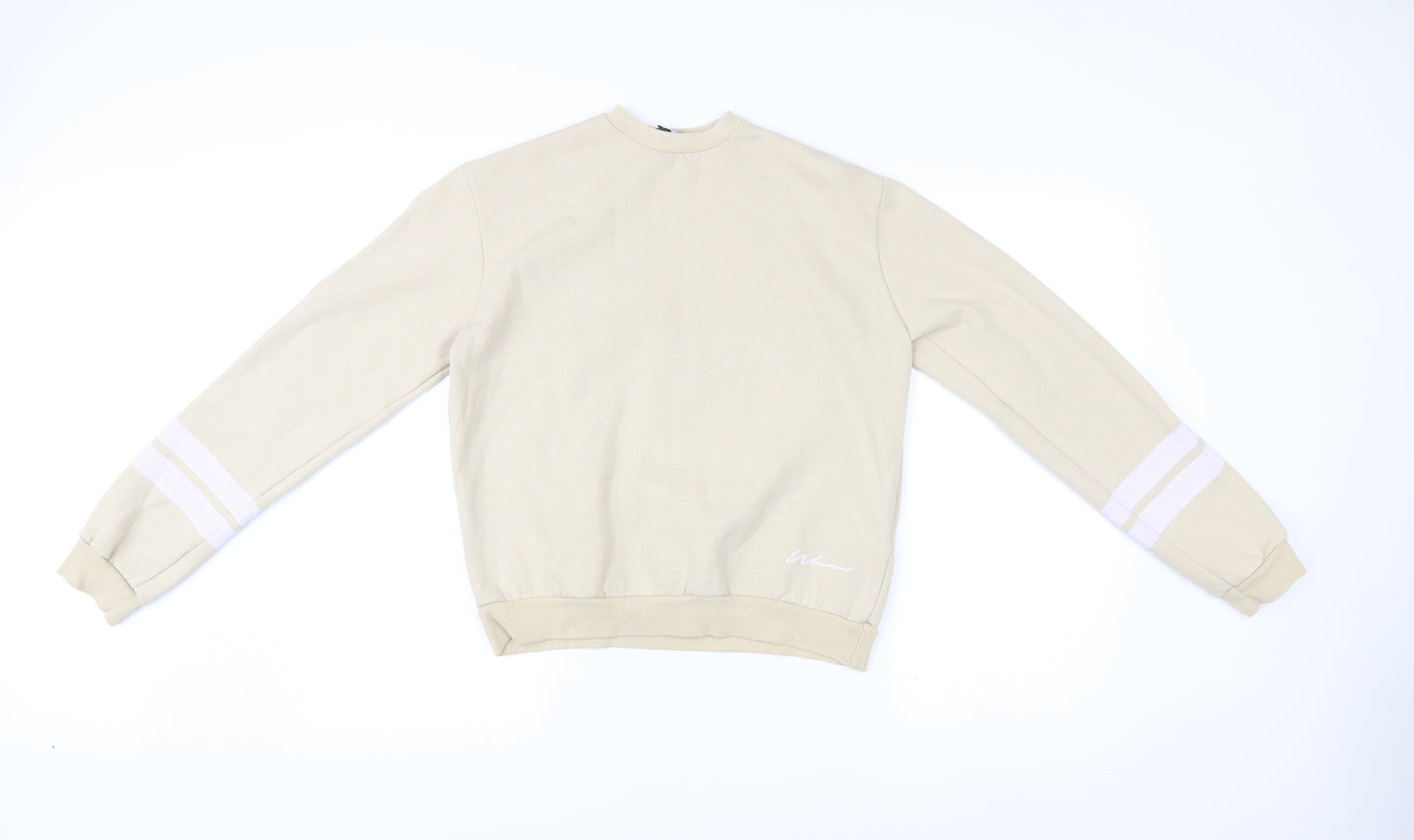 Boohoo Women’s Beige Cotton Sweatshirt Size 8 Crew Neck Casual