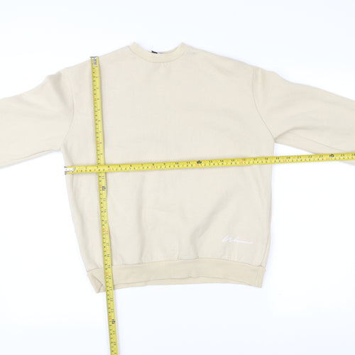 Boohoo Women’s Beige Cotton Sweatshirt Size 8 Crew Neck Casual