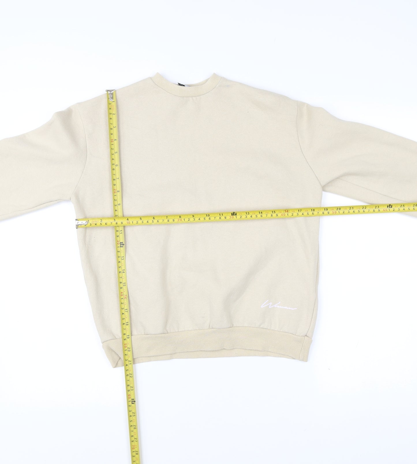 Boohoo Women’s Beige Cotton Sweatshirt Size 8 Crew Neck Casual