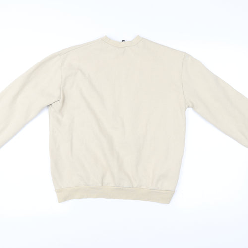 Boohoo Women’s Beige Cotton Sweatshirt Size 8 Crew Neck Casual