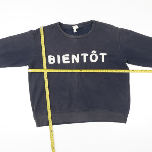 H&M Womens Black Sweatshirt L Cotton Blend Graphic Print Bientôt