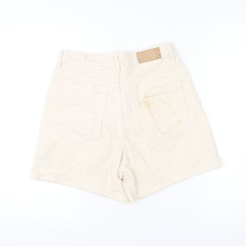 Zara Women’s Ivory High Waist Chino Shorts Size UK 2 Cotton