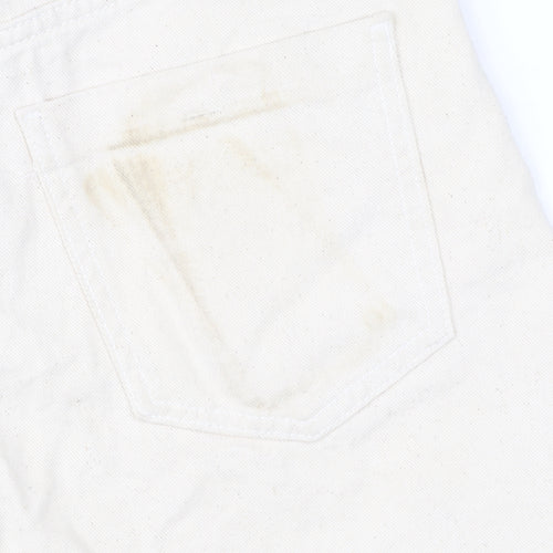 Zara Women’s Ivory High Waist Chino Shorts Size UK 2 Cotton