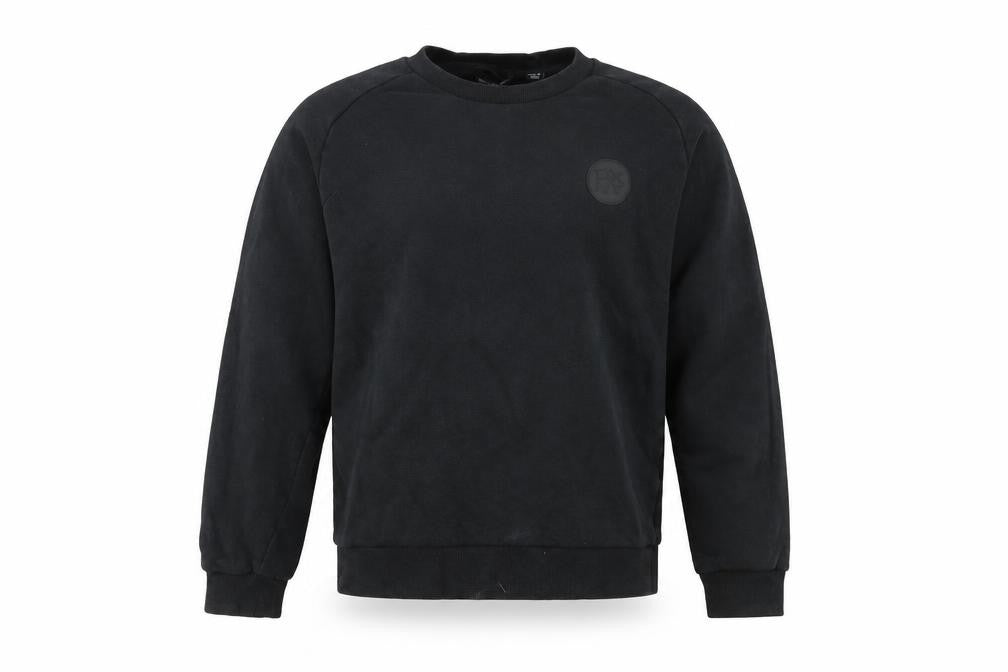 Front view of DKNY Men’s Black Cotton Crew Neck Sweatshirt, size S, Logo Pullover