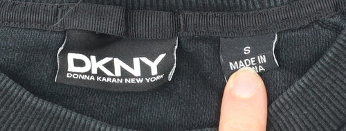 DKNY Men’s Black Cotton Crew Neck Sweatshirt Size S Logo Pullover