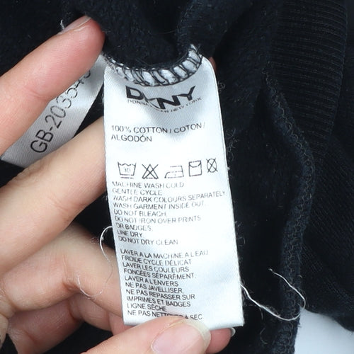 DKNY Men’s Black Cotton Crew Neck Sweatshirt Size S Logo Pullover