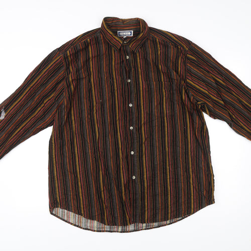 One Way Men’s Multicoloured XL Striped Cotton Button-Up Shirt
