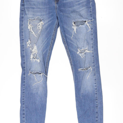 Denim Co. Womens Blue Size 10 Distressed Skinny Jeans