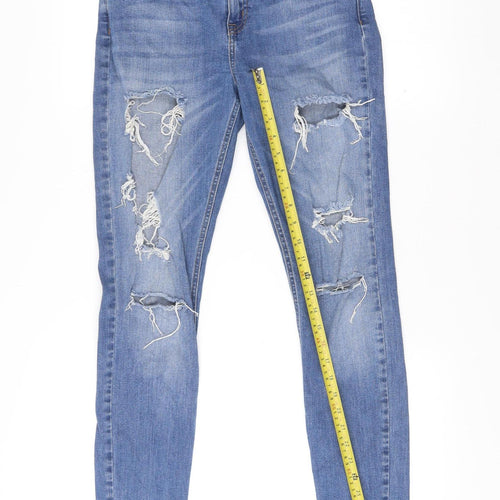 Denim Co. Womens Blue Size 10 Distressed Skinny Jeans