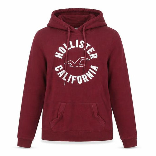 Hollister Women’s Red Pullover Hoodie S Logo Graphic Cotton Blend