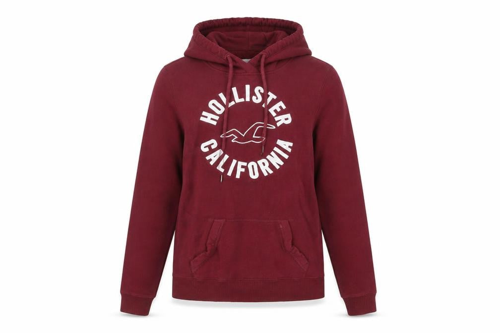 Hollister Women’s Red Pullover Hoodie S Logo Graphic Cotton Blend