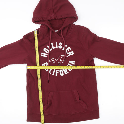 Hollister Women’s Red Pullover Hoodie S Logo Graphic Cotton Blend