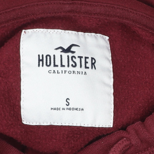 Hollister Women’s Red Pullover Hoodie S Logo Graphic Cotton Blend