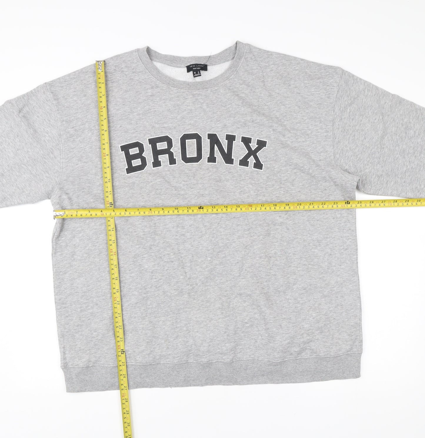 New Look Curves Women’s Grey Bronx Sweatshirt UK 18 Long Sleeve