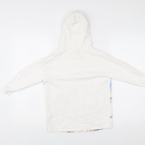 Next Girls White Cotton Pullover Hoodie 7 Years Rainbow Graphic Print