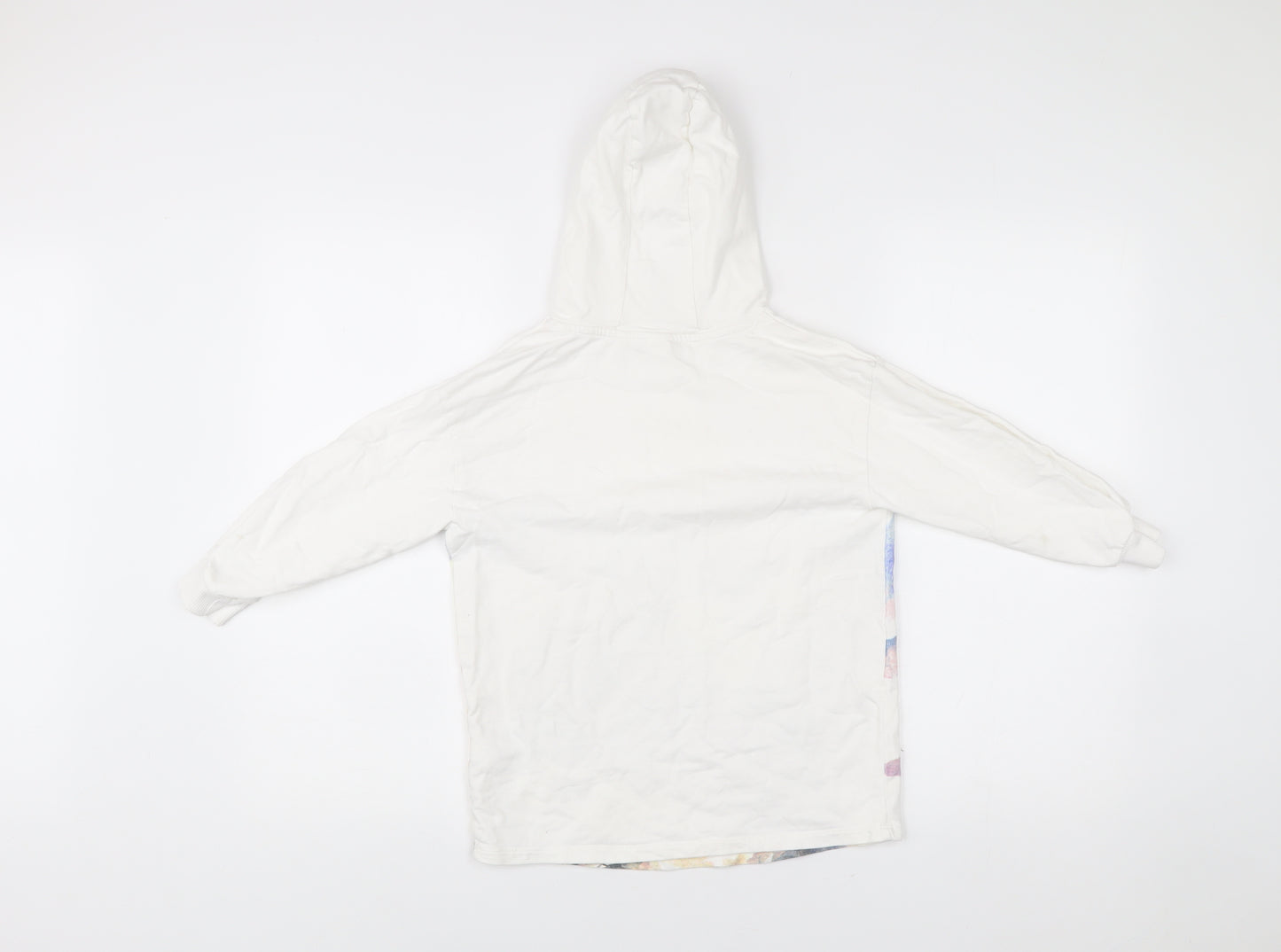 Next Girls White Cotton Pullover Hoodie 7 Years Rainbow Graphic Print
