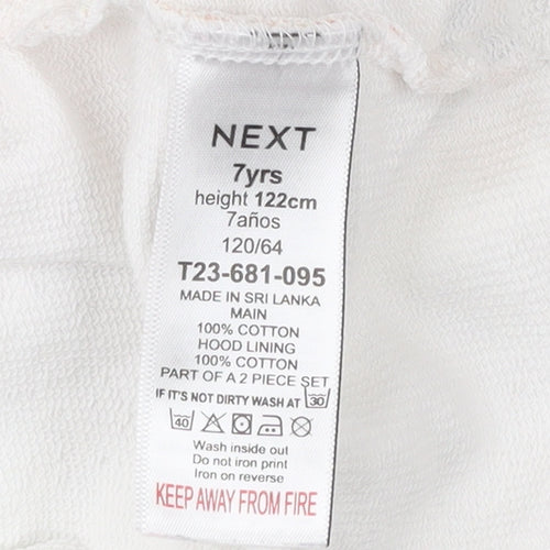 Next Girls White Cotton Pullover Hoodie 7 Years Rainbow Graphic Print