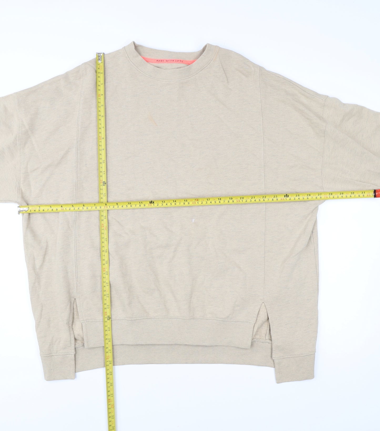 River Island Men’s Beige Relaxed Fit Crew Neck Sweatshirt Size M