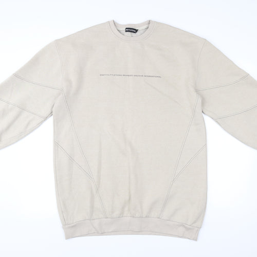 PrettyLittleThing Womens Beige Logo Sweatshirt Size 12 Pullover