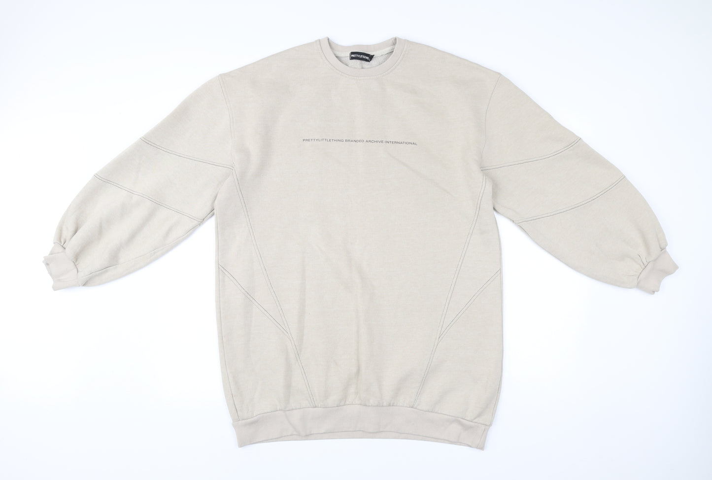 PrettyLittleThing Womens Beige Logo Sweatshirt Size 12 Pullover