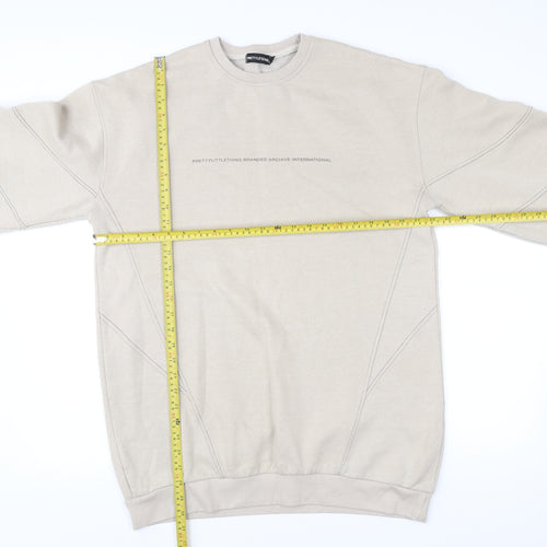 PrettyLittleThing Womens Beige Logo Sweatshirt Size 12 Pullover