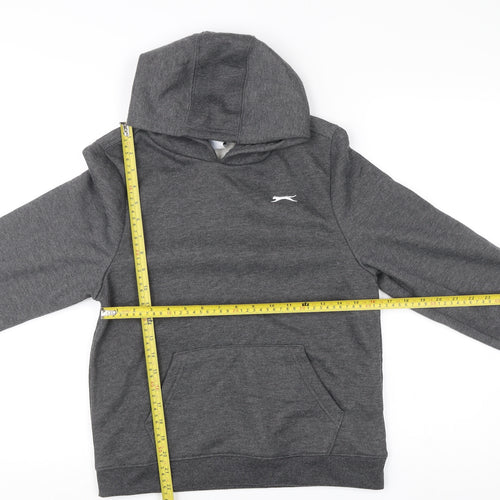Slazenger Boys Grey Pullover Hoodie 13 Years Sports Casual Hooded Sweatshirt