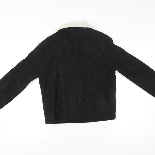 Boohoo Women’s Black Corduroy Faux Fur Collar Jacket Size 6