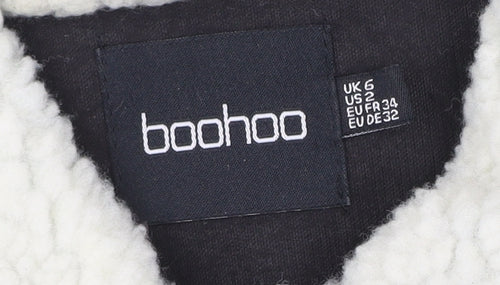 Boohoo Women’s Black Corduroy Faux Fur Collar Jacket Size 6