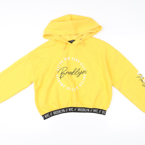 New Look Girls Yellow Hoodie Age 14-15 Years Brooklyn Pullover Graphic