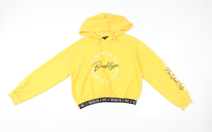 New Look Girls Yellow Hoodie Age 14-15 Years Brooklyn Pullover Graphic