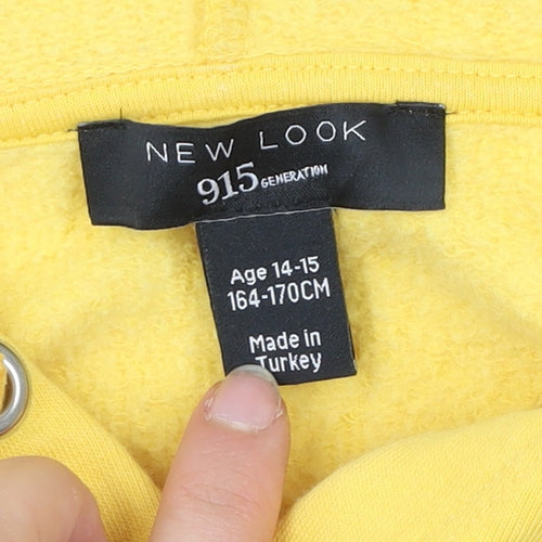 New Look Girls Yellow Hoodie Age 14-15 Years Brooklyn Pullover Graphic