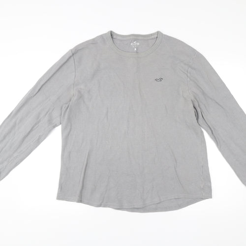 Hollister Men’s Grey Cotton Pullover Sweatshirt L Long Sleeve