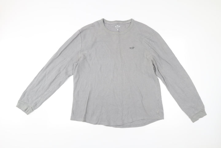 Hollister Men’s Grey Cotton Pullover Sweatshirt L Long Sleeve