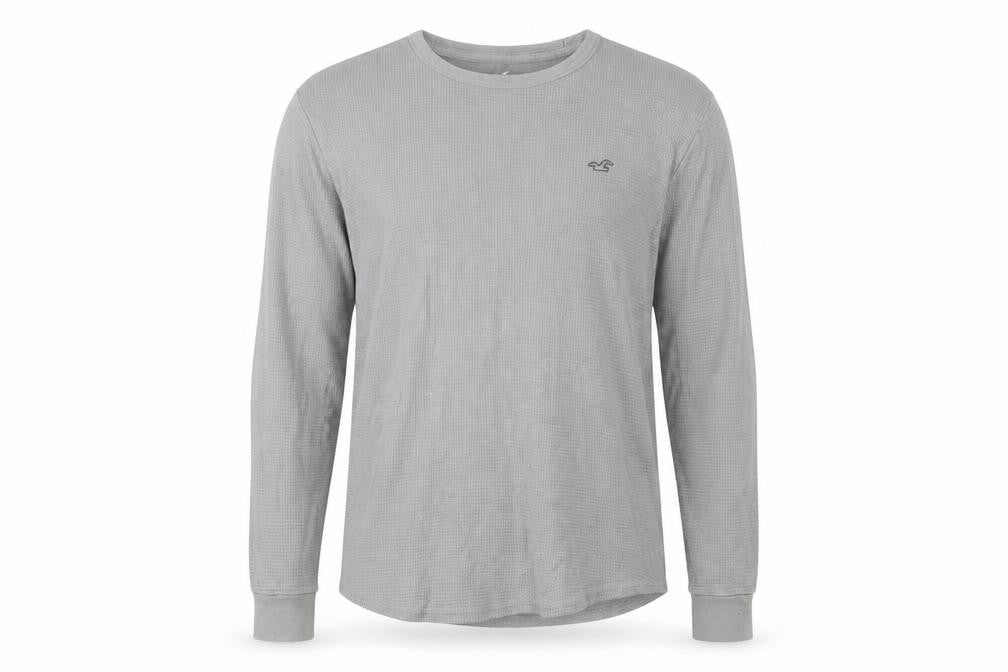 Front view of Hollister Men’s Grey Cotton Pullover Sweatshirt L Long Sleeve