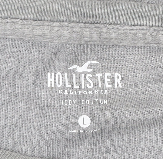 Hollister Men’s Grey Cotton Pullover Sweatshirt L Long Sleeve