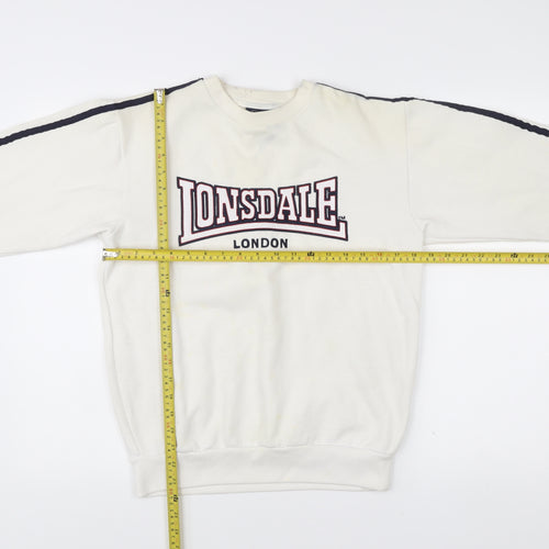 Lonsdale Boys White Sweatshirt 11-12 Years Crew Neck Pullover Logo