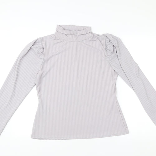 Boohoo Women’s Grey Mock Neck Puff Sleeve Plus Size 20 Blouse