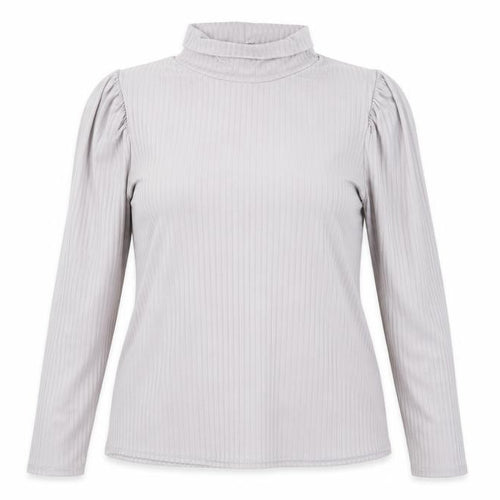 Boohoo Women’s Grey Mock Neck Puff Sleeve Plus Size 20 Blouse