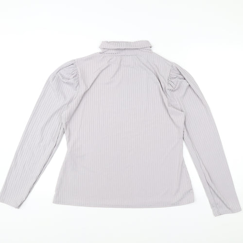 Boohoo Women’s Grey Mock Neck Puff Sleeve Plus Size 20 Blouse
